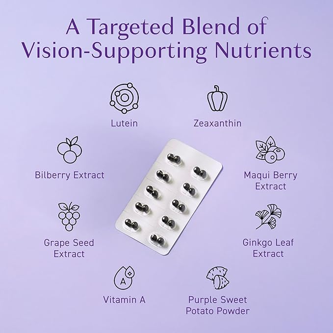 Umeken Eye Clear Dietary Supplement Blueberry Extract Lutein Zeaxanthin Ginkgo Vision Supplements for Adults Eye Vitamins 2 Months Supply 120 Tablets Pack of 120