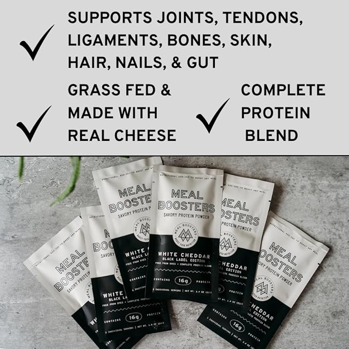 Savory Protein Powder White Cheddar Flavor Complete Protein Blend | 16g High Protein Meal Enhancer for Cooking | Sampler Pack | 6 Individual Servings