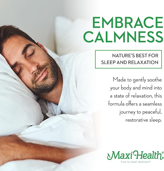 Maxi Health - Sleep Powder with Magnesium Inositol &amp L-Tryptophan - Zero Melatonin Non Habit Forming Sleep Aid - Easy Drink Mix Relaxing Sleep Drink Supplement for Bedtime 4.4 Oz Sleep-O-Powder