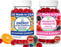 Lunakai USA Made Energy B12 &amp Probiotic + Prebiotic Gummies Bundle – Daily Wellness &amp Digestive Balance Support – 60 Non-GMO Gummies Each