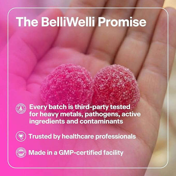 Belli Welli Fiber 4-in-1 Fiber Gummies Supplement with Added Probiotics Collagen and Electrolytes for Regularity and Bloat Relief Watermelon 120 Count