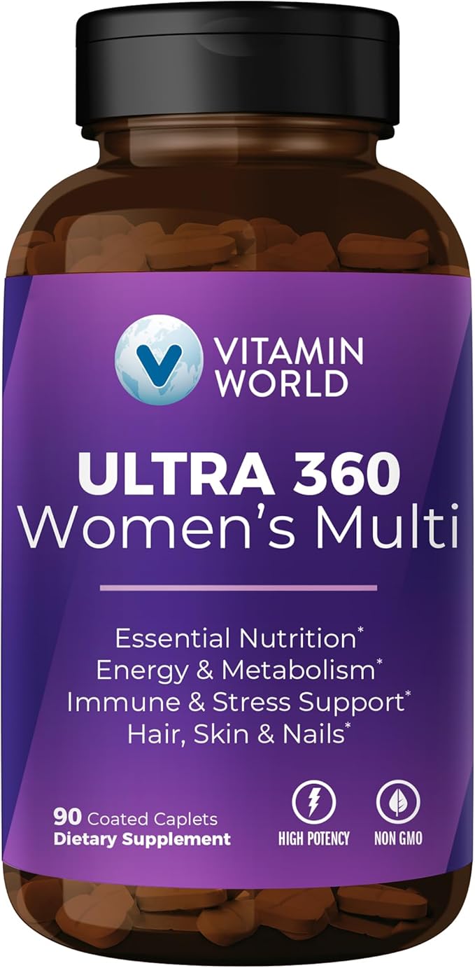 Vitamin World Ultra 360 Multivitamin for Women Women's Multivitamin with Herbs &amp Collagen for Hair Skin &amp Nails Supplement with Iron Vitamin A B C D E for Energy &amp Immune Support