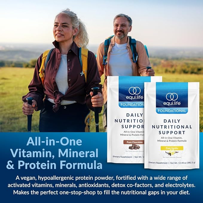 Equilife Daily Nutritional Support All-in-One Multivitamin Meal Replacement Pure Chocolate Flavor 15G Plant Protein Supports Overall Wellness Including Energy Digestion &amp Skin 14 Servings