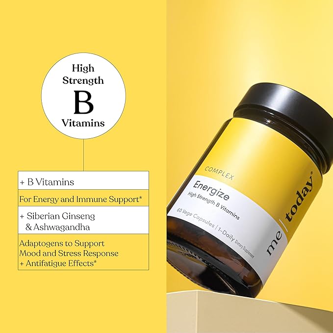 me today Energise Supplement Super B Vitamin B Complex for Men &amp Women - B6 B12 with Vitamin C Zinc Ashwagandha and Siberian Ginseng - Energy and Immune Support - Vegan 60 Servings