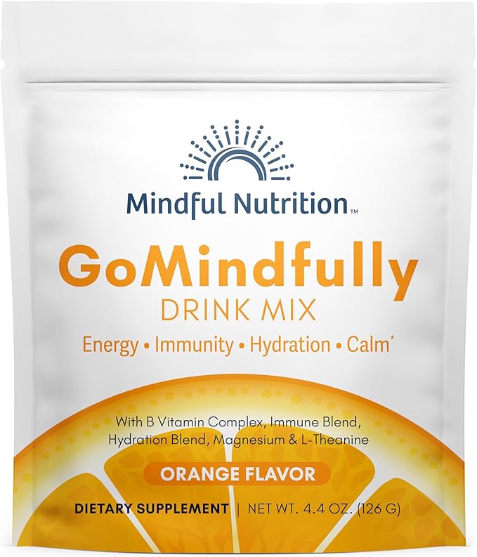 GoMindfully Orange Super Calm Magnesium Powder Drink Mix for Hydration Recovery Immunity and Energy with Trace Minerals Essential Vitamins L-Theanine and B Vitamin Complex