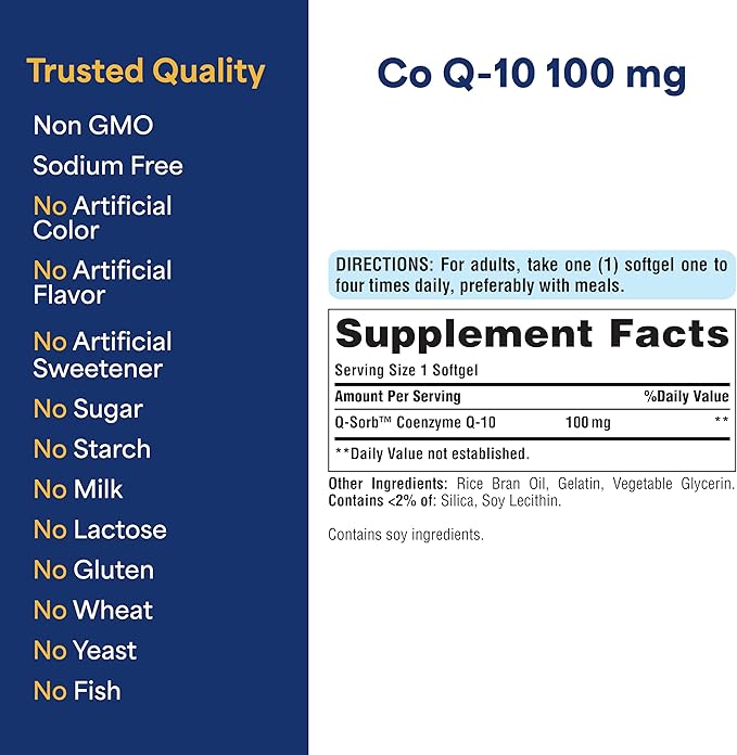 Puritan's Pride Coenzyme CoQ10 100mg Dietary Supplement for Heart Health Blood Pressure Oral Gum Health and Healthy Aging Support 60 Day Supply 240 Rapid Release Softgels
