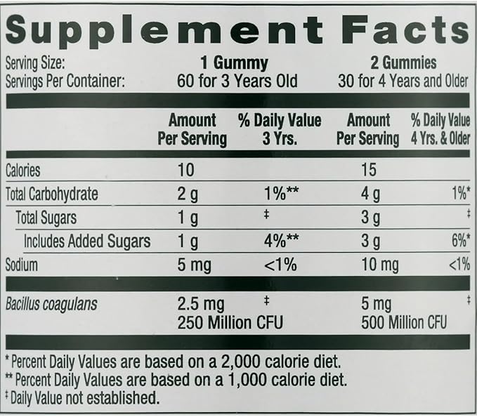 Equate 3-in-1 Probiotic Gummies with Bacillus Coagulans Natural Fruit Flavors 60 Count Sticker