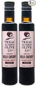 Wild Cherry Balsamic Vinegar - Gourmet Barrel Aged Infused Balsamic Vinegar - Great for Dressing Dipping Glazing - No Artificial Flavors or Added Sugar - Made in Texas (8.5 oz 2 Pack)