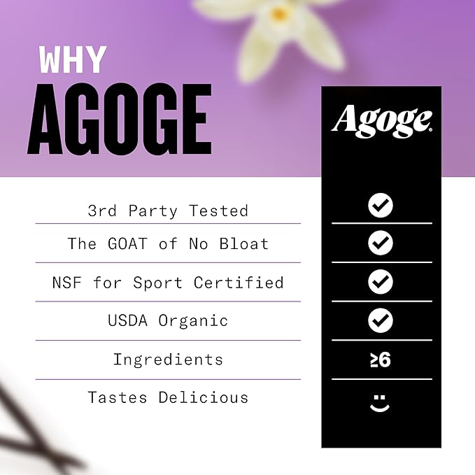 Agoge - USDA Organic Hemp Protein Powder The Goat of No Bloat NSF Certified for Sport All Flavor Essential Amino Acids Plant-Based Gluten Free for Women &amp Men (20 Servings) (Vanilla)