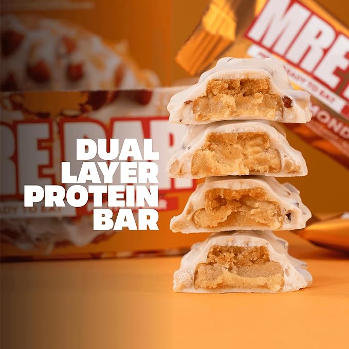 REDCON1 MRE Maple Almond Donut Protein Bars - 12 Count Snack Bars for Breakfast or Post-Workout