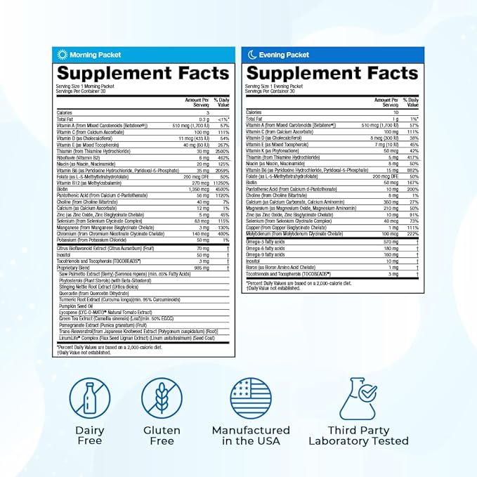 VitaMedica Men’s Multivitamin with Prostate Health Support | Vitamins Minerals Omega3s and Saw Palmetto | Box of 30 Easy Daily Packs | Supports Natural Energy and Sleep | Muscle Joint Health