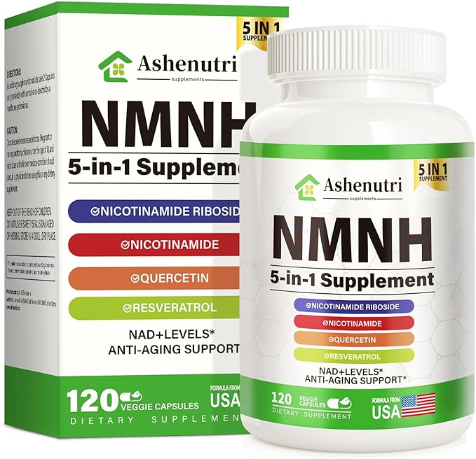NMNH (Dihydronicotinamide Mononucleotide) NMN Alternative Supplement w/Niacinamide (Vitamin B3) Quercetin Trans-Resveratrol Support NAD+ Skin Cell Health* Anti-Aging &amp Energy 120 Caps