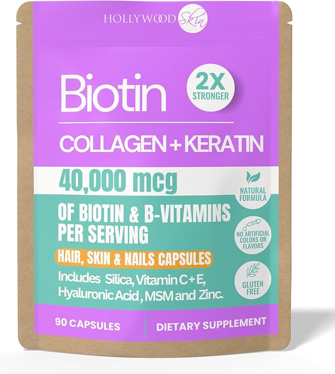 2X Stronger Hair Growth &amp Nail Strength Capsules – 10000 mcg Biotin 620 mg Collagen &amp 100mg Keratin – Thicker Fuller Hair Stronger Nails Radiant Skin – Clinically Proven in 30 Days.