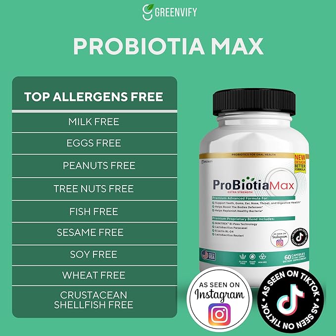 ProBiotia Max 40 Billion CFU Extra Strength Oral Probiotic Supplement 60 Capsules Supports Teeth and Gum Health Gluten Free (2)