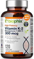 biophix Vitamin K2 MK-7 300mcg 120 Vegan Capsules – High-Potency Supplement for Bone Strength and Immune Health