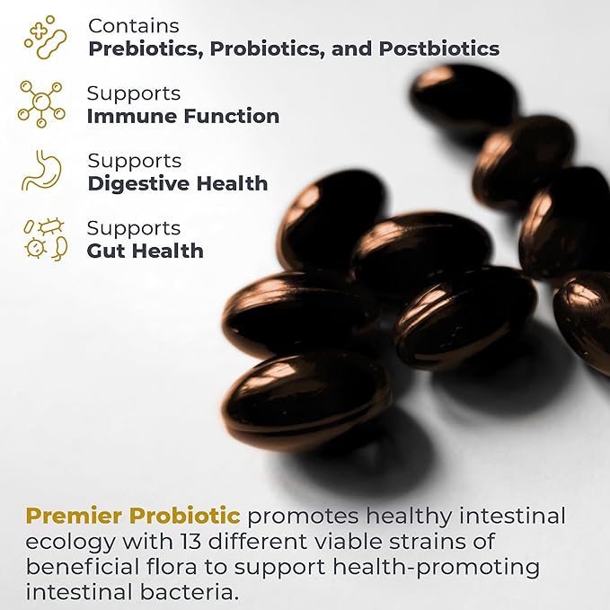 Premier Research Labs Premier Probiotic - Pre Pro Post Biotics for Women &amp Men Quad Biotic Quadbiotic Prebiotics Probiotics Postbiotics &amp Phytobiotics - 30 Vegetarian Softgel Capsules