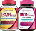 Doctor's Recipes Iron Plus &amp Prenatal  Iron Bundle Stomach‑Friendly and High‑Absorption Iron Support for Pregnancy &amp Daily Energy 120 Vegan Caps Total