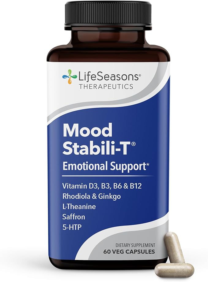 LifeSeasons Rest-ZZZ + Mood Stabili-T Bundle – Natural Sleep &amp Mood Support – Fall Asleep &amp Stay Asleep Promote Calmness Balanced Mood &amp Happiness – Low Dose Melatonin Rhodiola – 60 Cap