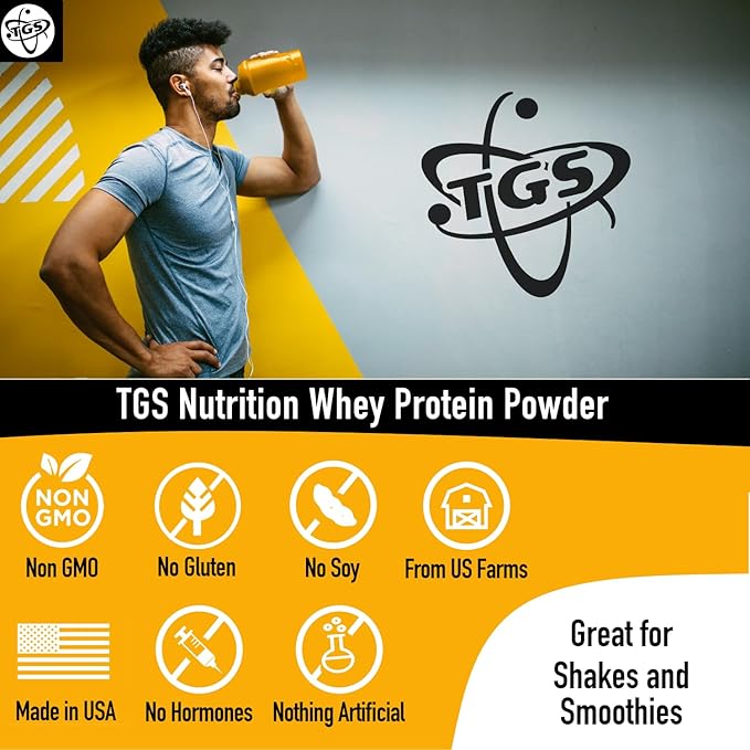 TGS Nutrition Vanilla Whey Protein Powder 2lb - No Artificial Sweeteners Natural Ingredients Undenatured No Stevia Non GMO - 25g Protein for Women &amp Men Shakes Smoothies - Aids Muscle Gain