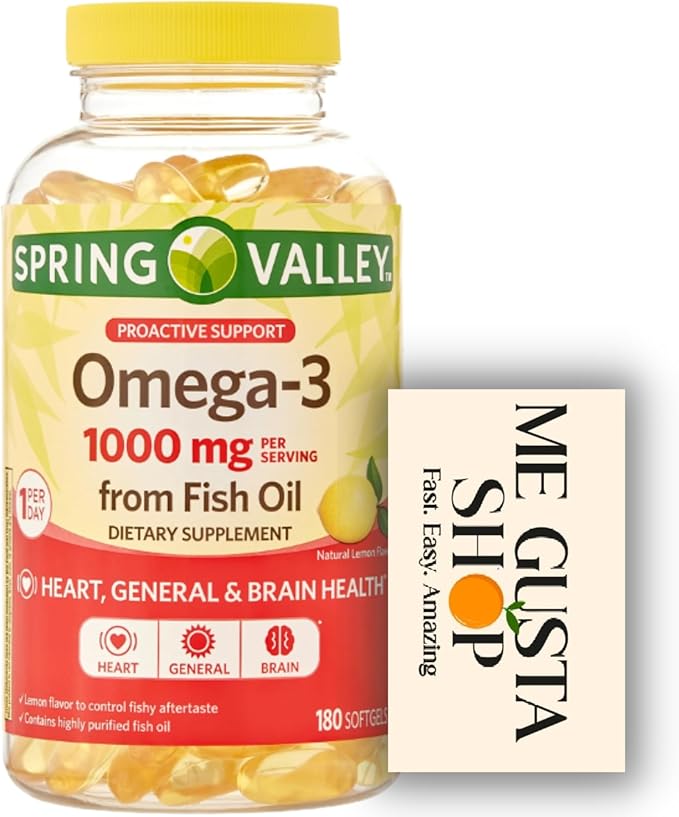 Spring Valley Omega-3 Fish Oil Soft Gels 1000 mg 180 Count + me gustas Sticker