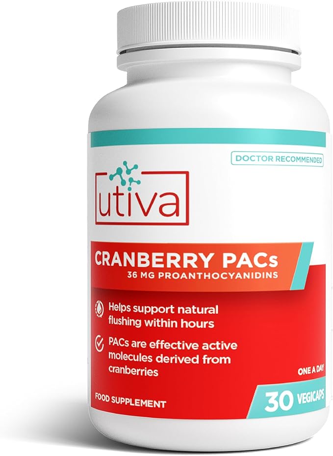 Szio+ Utiva Cranberry PACs – Clinically Studied Ingredients 36mg PACs Extract - UTI Prevention for Women - Urinary Tract Health – Cranberry Supplement Pills for Bladder Health 30 Vegi Capsules