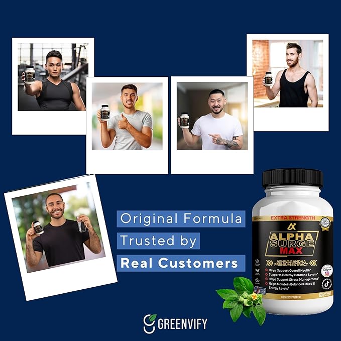 Alpha Surge Max Organic Ashwagandha Black Pepper Extract 60 Capsules Extra Strength Dietary Supplement (2)
