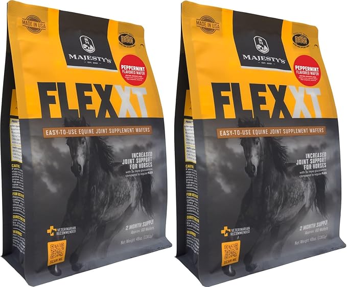 Majesty's Flex XT Wafers - Superior Horse/Equine Joint Support with Increased Supplement Levels - Glucosamine MSM Yucca Vitamin C (Peppermint 2 Pack (120 Count Total))