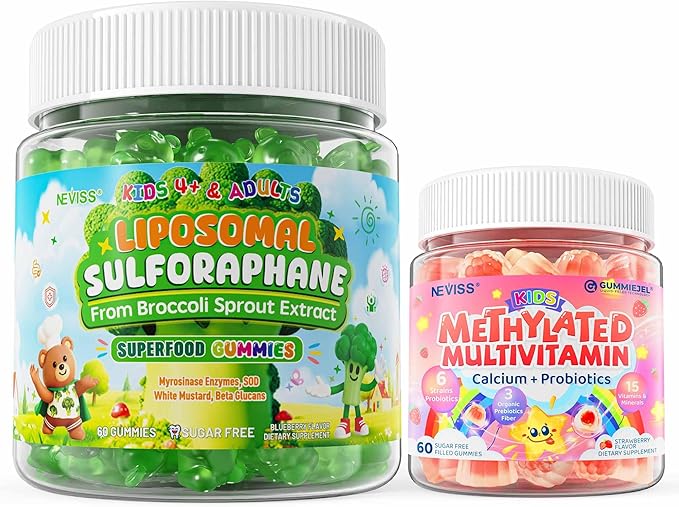 NEVISS 2pack Kids Liposomal Sulforaphane Gummies + 1p Kids Multivitamin Gummies
