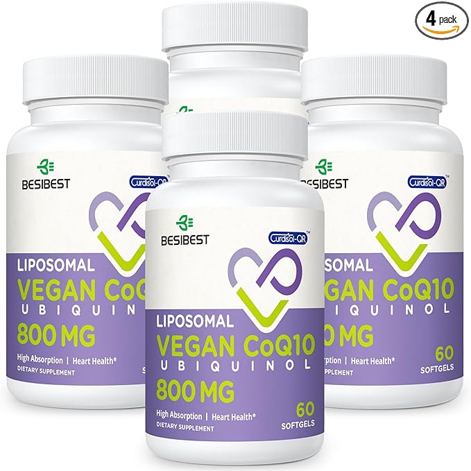 Liposomal Ubiquinol CoQ10 800 MG Softgel High Absorption CoQ10 Ubiquinol Supplement Active Coenzyme Q10 800mg Powerful Antioxidant for Heart &amp Brain Function Energy Production 240 Vegan Softg