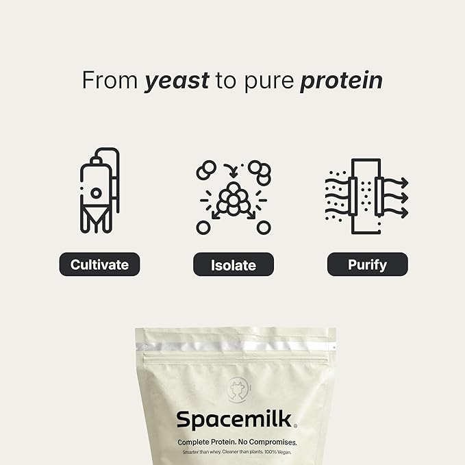 Spacemilk Premium Vanilla Protein Powder Vegan 4.24g BCAAs Non-GMO Gluten Free (1.29 lbs)