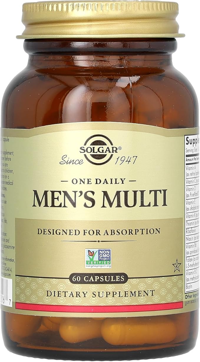 Solgar One Daily Men's Multivitamin Whole Body Support Supplement Highly Absorbable Delayed Release One Daily Multi Vitamin Capsules for Men - Immune Heart Energy Stress &amp Muscle Health 60 Servi