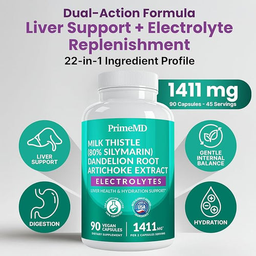 22-in-1 Liver Support Capsules – Supplement with Milk Thistle NAC Electrolytes &amp BioPerine Supplement – Smart Dose for Your Natural Filtration &amp Daily Hydration – 90 Vegan Capsules (Pack of