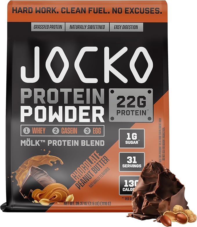 Jocko Fuel 3 Pack Bundle - Creatine Chocolate Peanut Butter MOLK Protein &amp Nitro Pop Pre Workout