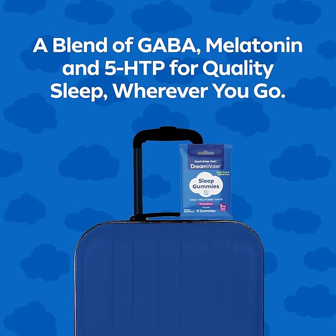 Dream Water Sleep Aid Melatonin Gummies with GABA &amp 5-HTP Naturally Flavored Sleep Gummies Snoozeberry Flavor - 6ct Pouches x 12pack