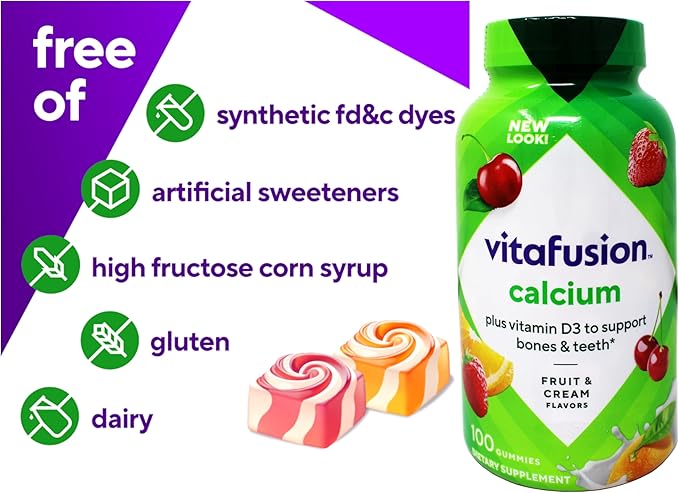 Vitafusion Calcium Gummy Vitamins for Adults 500mg Creamy Swirled Fruits 400 Count