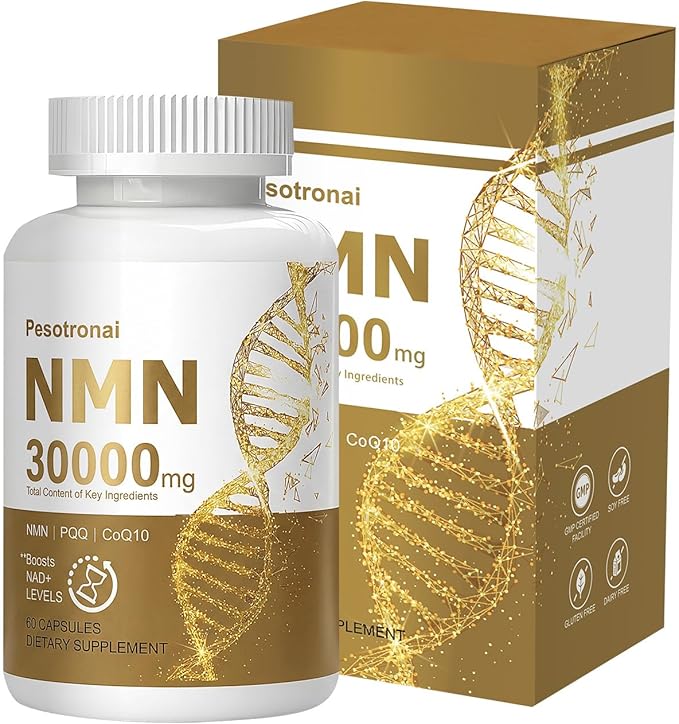 NMN Supplement 1000mg with Resveratrol - 3-in-1 Advanced Formula for NAD+ Boost Cellular Energy &amp Anti-Aging - 99% Pure NMN Supports Immune &amp Muscle Health - 60 Vegan Capsules
