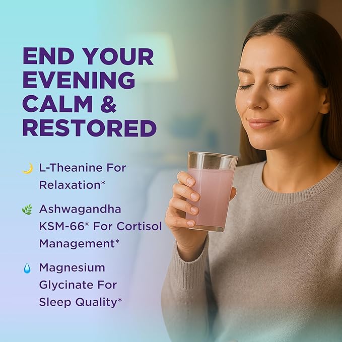 Keto Vitals Calm Magnesium Powder Packets Plus Electrolytes - Calming Drink Mix for Sleep - Natural Magnesium Glycinate Supplement with Ashwagandha KSM 66 L Theanine &amp Vitamin D - 30 Servings