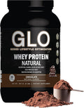 GLO Health Foods Cold Processed Whey Protein - Chocolate Flavor - 24g Protein per Serving - Whey with Digestive Enzymes &amp BCAAs - Supports Muscle Growth Strength &amp Recovery - 2 LB (28 Serving