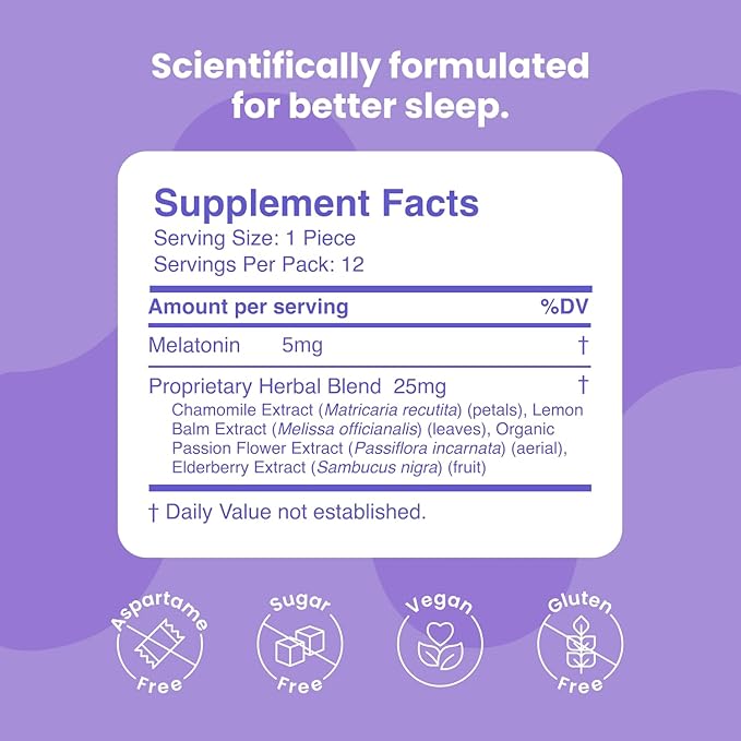 Neuro Sleep &amp Recharge Meltaway Mints - Contains Melatonin 5mg Chamomile &amp Elderberry - Travel Aid for Nighttime Relaxation &amp Healthy Sleep Cycle - Night Berry 144 ct