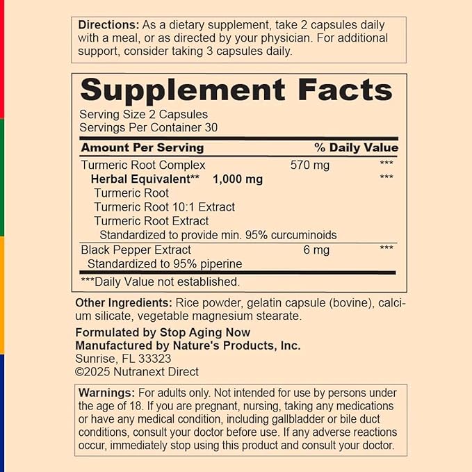 Curcumin2K Turmeric Root Complex with Black Pepper Extract 1000mg 60 Capsules 1 Month Supply