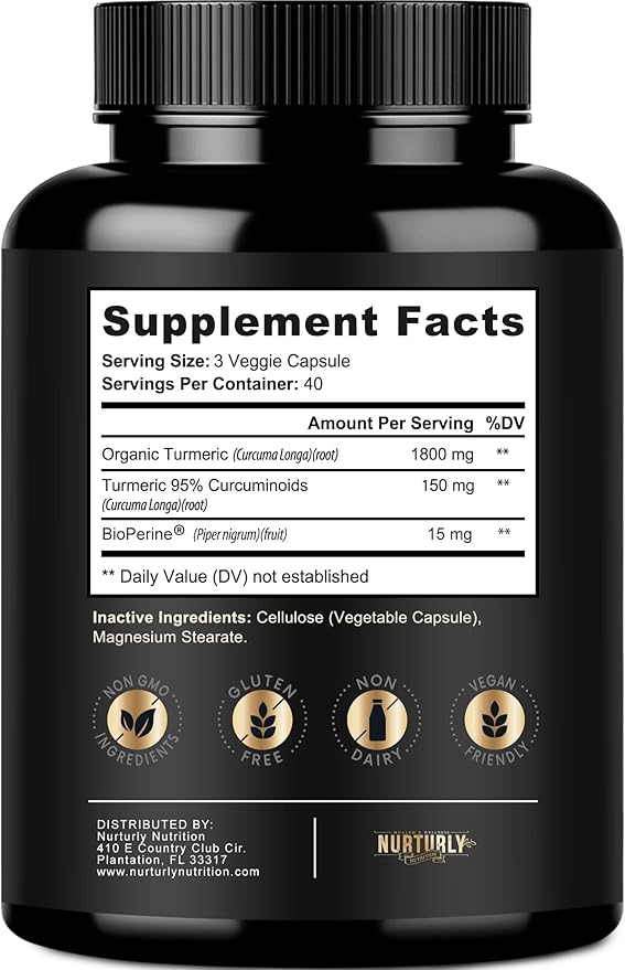 Vitamin B Complex and Turmeric Curcumin - Contains All Essential B Vitamins - B1 B2 B3 B5 B6 B7 B9 B12 and Biotin - High Absorption Turmeric Supplements 1300mg for Joint Hearth Health