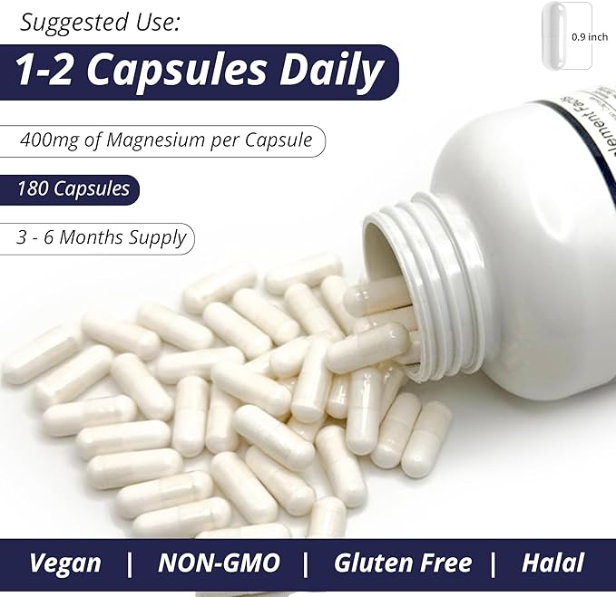 WOW Supplements Magnesium 400 mg Complex - Supplement for Men and Women - Citrate Aspartate &amp Magnesium Oxide 400mg - 180 Capsules