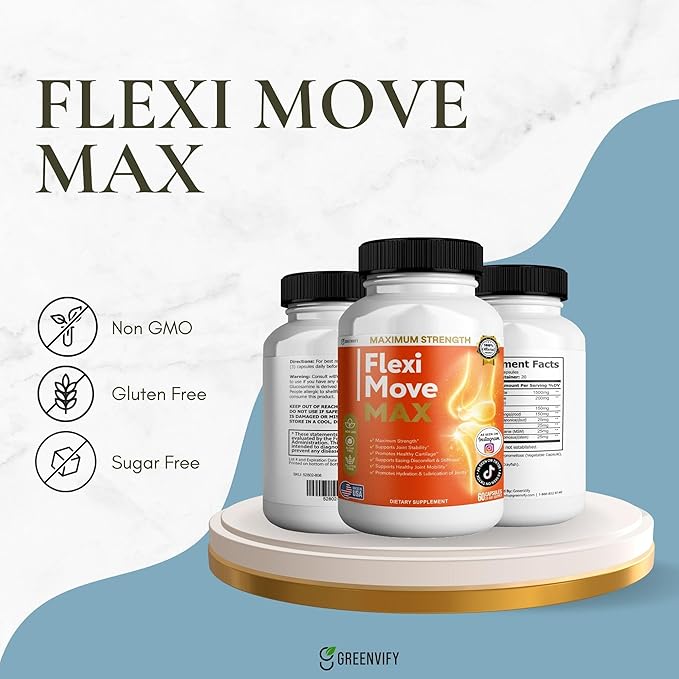 FlexiMove Max Joint Support Supplement Glucosamine Turmeric Chondroitin 60 Capsules (5)