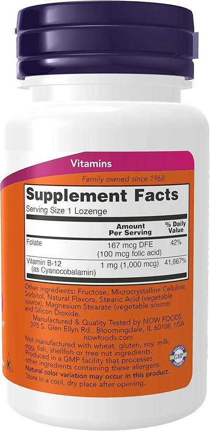 NOW B-12 1000mcg 100 Lozenges (Pack of 3)