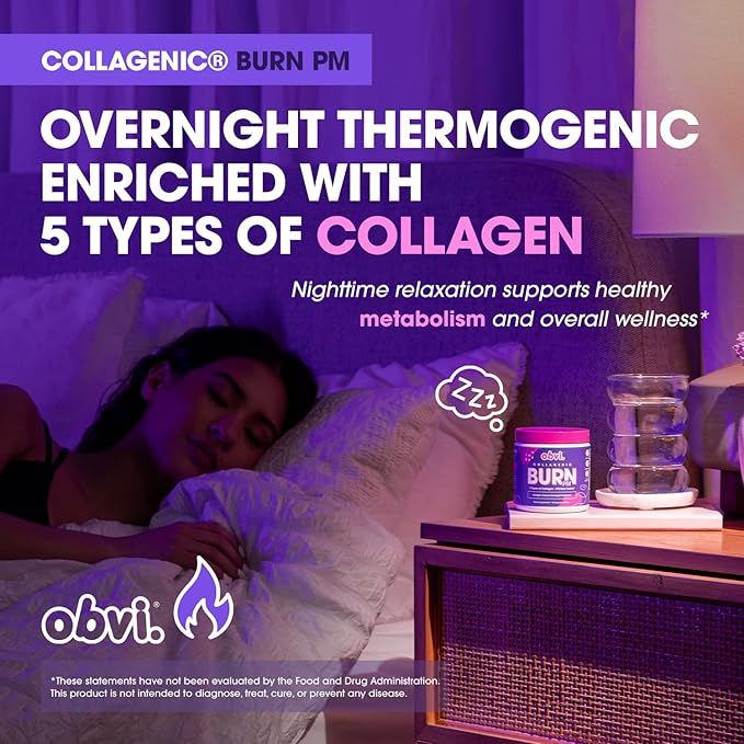 Obvi Collagenic Burn PM &amp Multi Collagen Burn Fast Bundle | Nighttime Collagen with Ashwagandha GABA Melatonin + Hydrolyzed Collagen Peptides | Keto &amp Gluten-Free