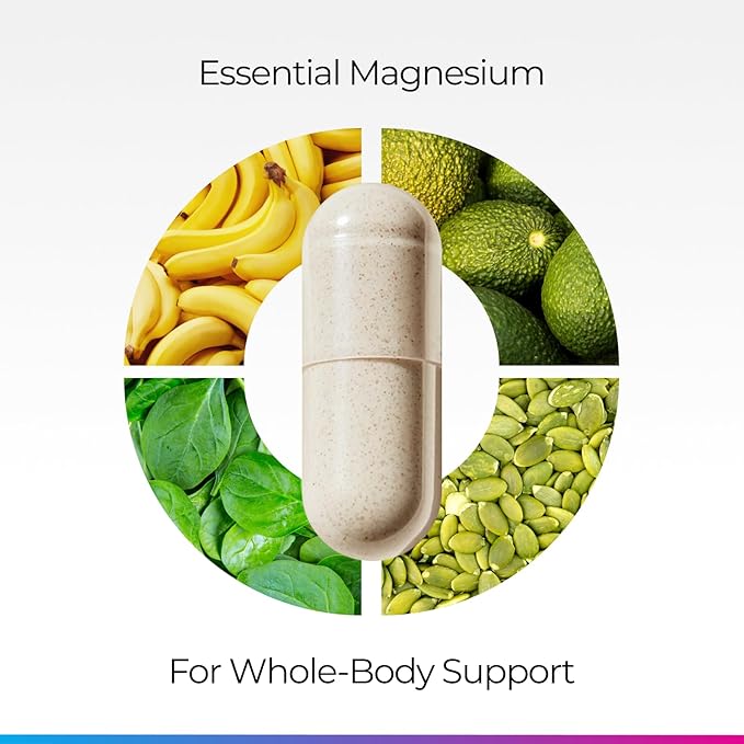 Livingood Daily Magnesium Supplement with Magnesium Glycinate Citrate Malate Oxide Aspartate Amino Acid Complex and Chicory Root for Heart Health Sleep and Muscle Support 300mg 60 Capsules