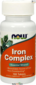 6 Bottles of NOW Foods Iron Complex 100 Tabs