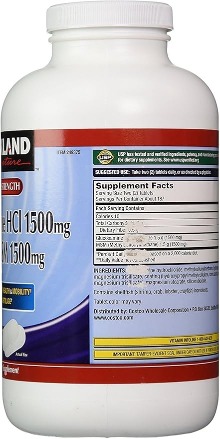 Kirkland Signature Glucosamine with MSM 375 Tablets (2 Pack)