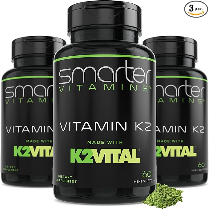 (3 Pack) Smarter Vitamin K2 MK7 100mcg Made with K2VITAL and Kale 180 Liquid Softgels