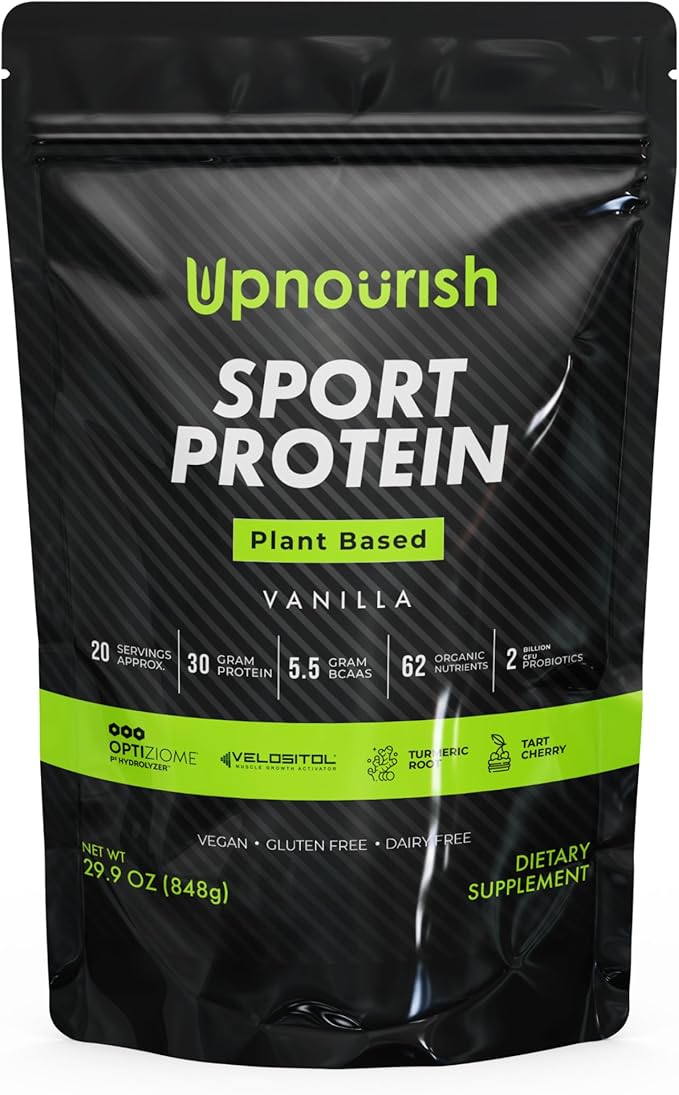 Vegan Sport Protein Powder Vanilla – 30g Plant Based Protein VELOSITOL BCAAs Organic Greens &amp Fruits Probiotics Tart Cherry for Post Workout Recovery Inform Sports Certified Keto - 20 servin